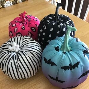 4 Fabric Stuffed Pumpkins